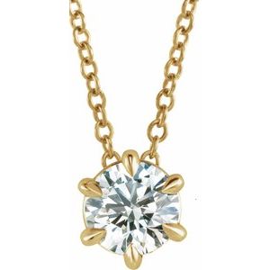 14K Yellow, White Gold 0.375 CT Lab-Grown Diamond Solitaire 40-45cm Necklace