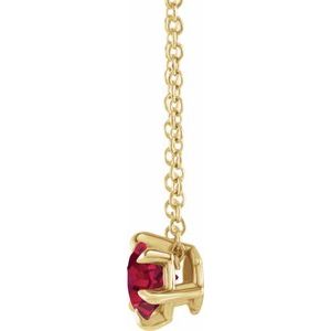 14K Gold, Sterling Silver or Platinum 6 mm Lab-Grown Ruby Solitaire 40-45cm Necklace