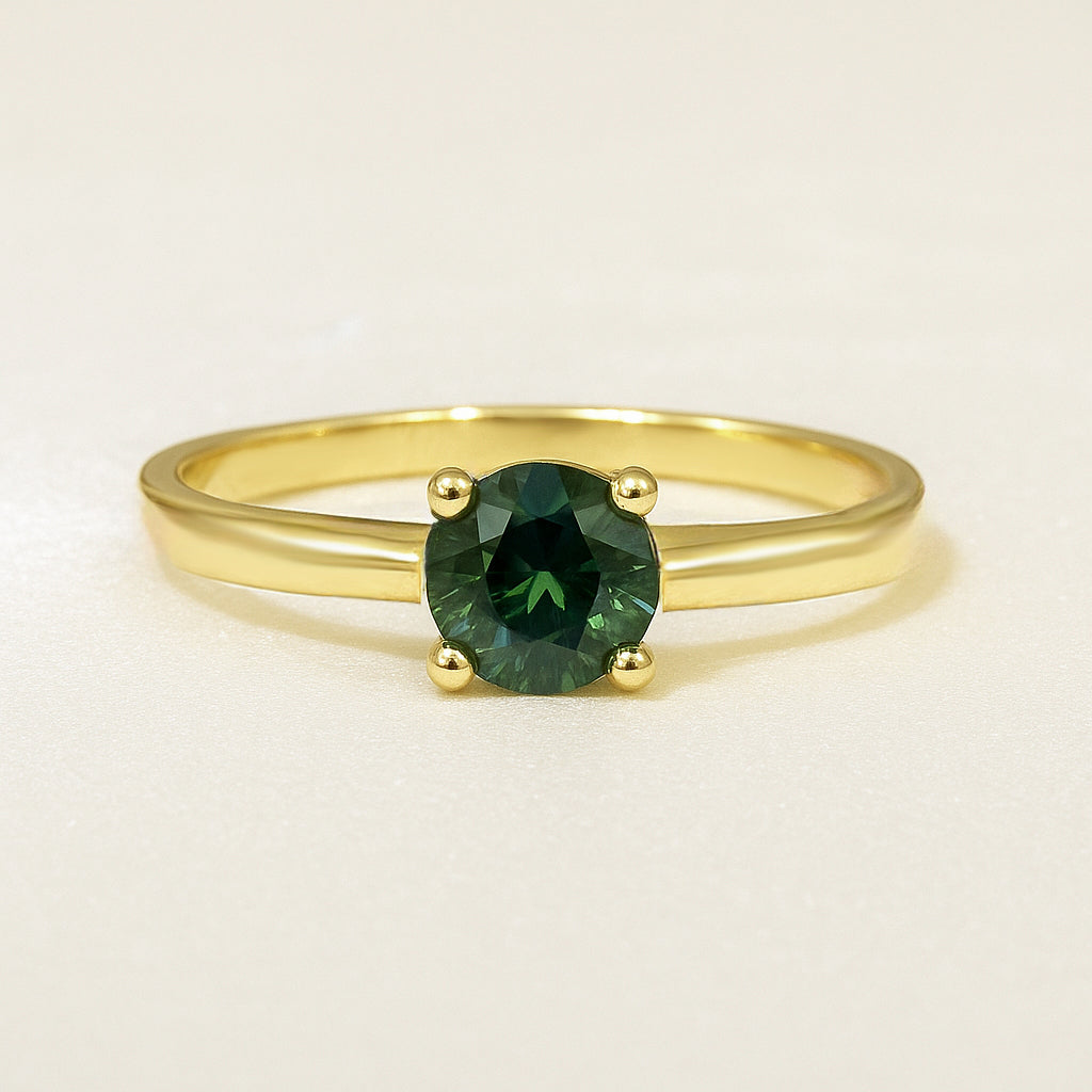 14k Yellow Gold Light Green Sapphire Ring