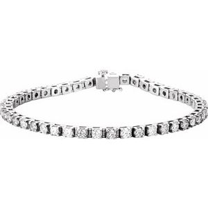 14K White Gold 4.75CTW Lab-Grown Diamond Line 18cm Bracelet