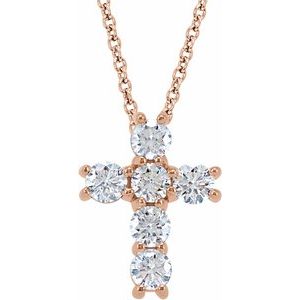 14K Rose 1.16ct Natural Diamond Cross