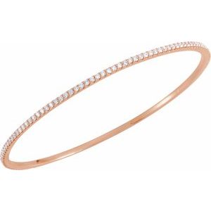 14K Yellow or White, Rose Gold 2CTW Natural Diamond Stackable Bangle 20.3cm  Bracelet