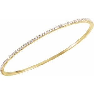 14K White or Yellow Gold 2CTW Lab-Grown Diamond Stackable Bangle 20cm Bracelet