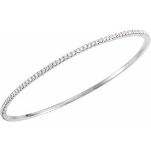 14K White or Yellow Gold 2CTW Lab-Grown Diamond Stackable Bangle 20cm Bracelet