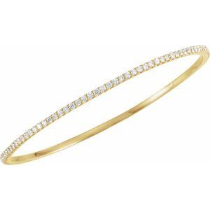 14K Yellow or White Gold 3CTW Lab-Grown Diamond Stackable Bangle 20cm Bracelet