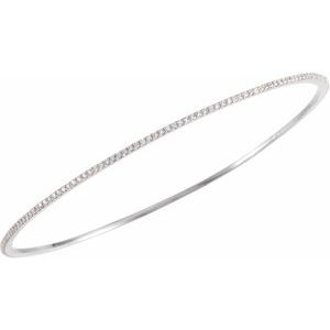 14K Rose, White or Yellow Gold 1CTW Lab-Grown Diamond Stackable Bangle 20cm Bracelet