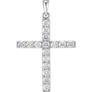 14K White 1/2 CTW Lab-Grown Diamond Cross Pendant