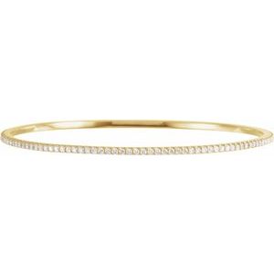 14K Yellow or White, Rose Gold 2CTW Natural Diamond Stackable Bangle 20.3cm  Bracelet