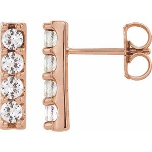 14K Gold, Platinum or Sterling Silver 0.5CTW Natural Diamond Bar Earrings