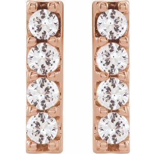 14K Gold, Platinum or Sterling Silver 0.5CTW Natural Diamond Bar Earrings