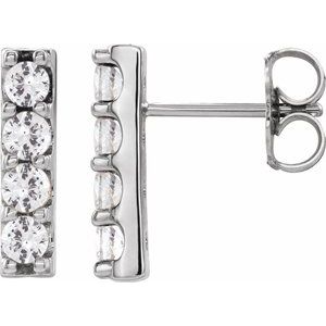 14K Gold, Platinum or Sterling Silver 0.5CTW Natural Diamond Bar Earrings