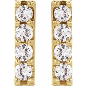 14K Gold, Platinum or Sterling Silver 0.5CTW Natural Diamond Bar Earrings