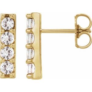 14K Gold, Platinum or Sterling Silver 0.5CTW Natural Diamond Bar Earrings