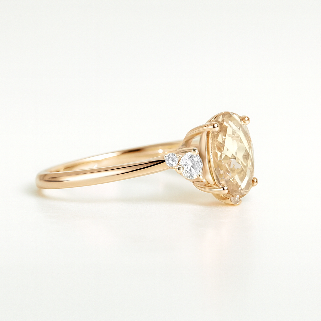 14K Rose Gold Morganite & Diamond Ring