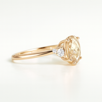 14K Rose Gold Morganite & Diamond Ring