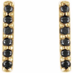 14K Yellow 0.1 CTW Natural Black Diamond Bar Earrings