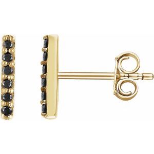 14K Yellow 0.1 CTW Natural Black Diamond Bar Earrings