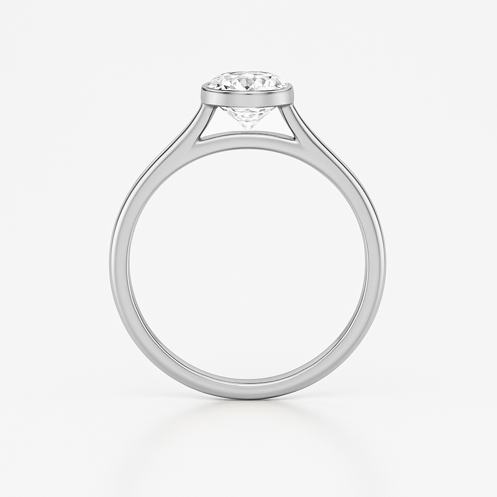 The Seville Ring - Bezel Set Cathedral Round Solitaire - Lab Grown Diamond