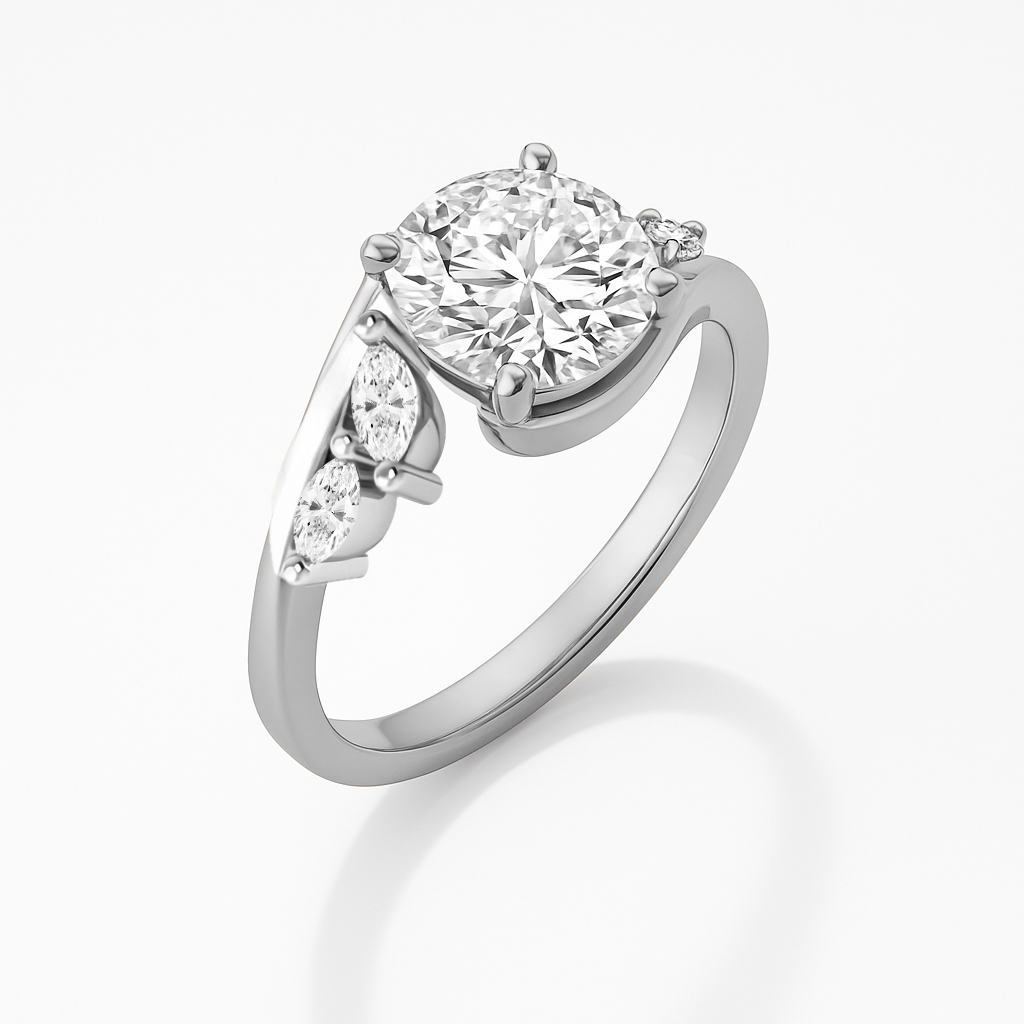 The Melody Ring - Wave Ring with Marquise Accents