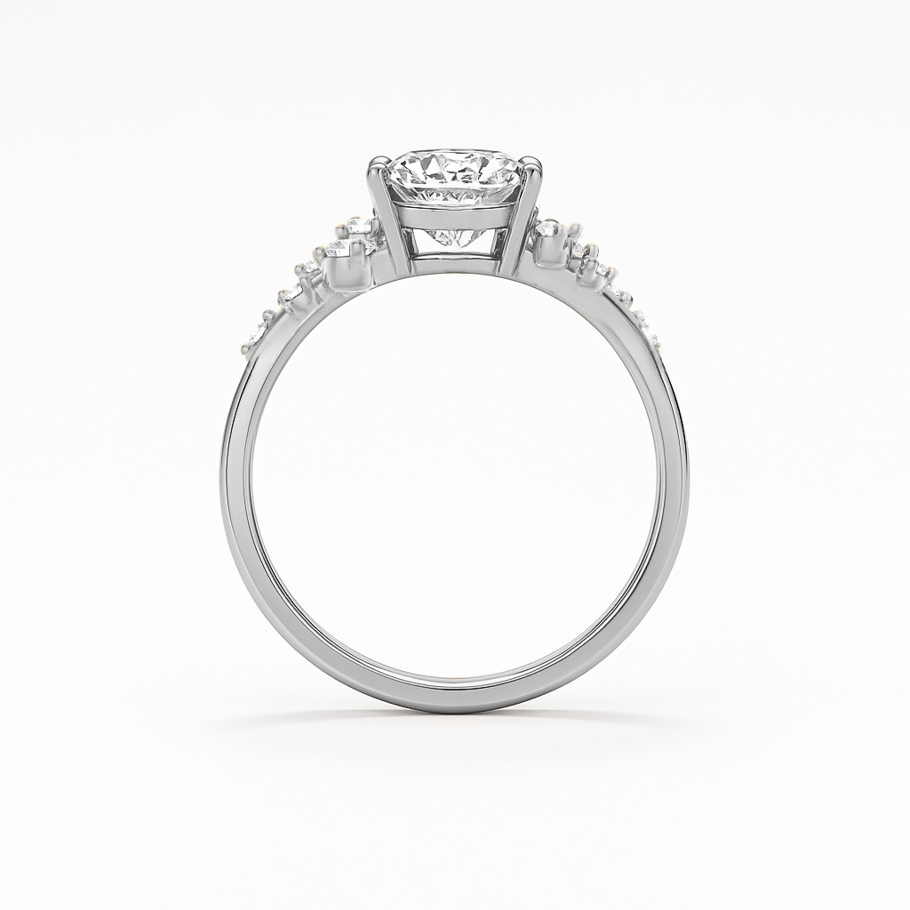 The Maria Ring -  Oval Lab Grown Diamond with Round Brilliant Accents