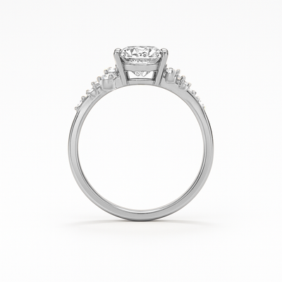 The Maria Ring -  Oval Lab Grown Diamond with Round Brilliant Accents