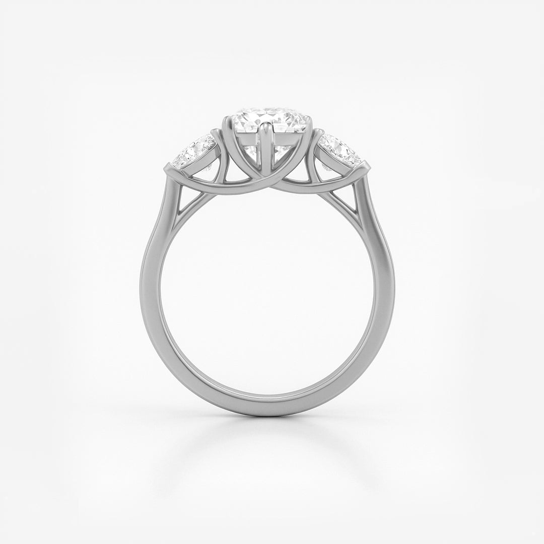 The Rebecca Ring - Oval Trilogy with Pear Side Stones