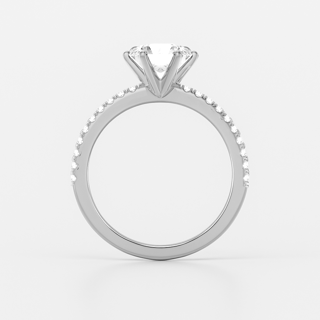 The Vera Ring - Lab Grown Diamond with 6-claws and Fine Pave Band