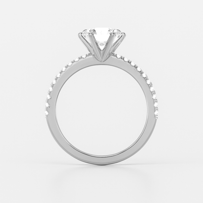 The Vera Ring - Lab Grown Diamond with 6-claws and Fine Pave Band