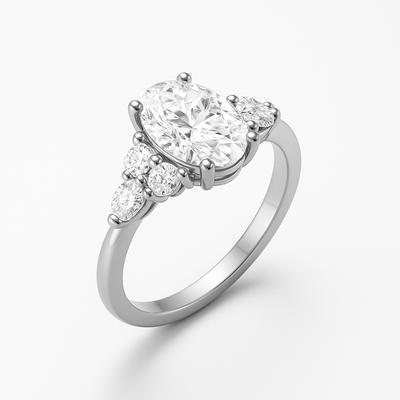 The Maya Ring - Lab Grown Diamond with Side Stones