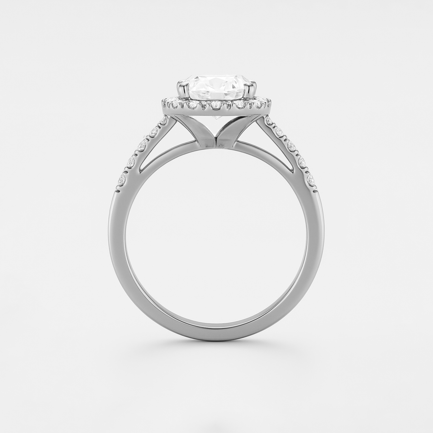 The Rosalie Ring – Oval Diamond Engagement Ring with Halo and Pave Band