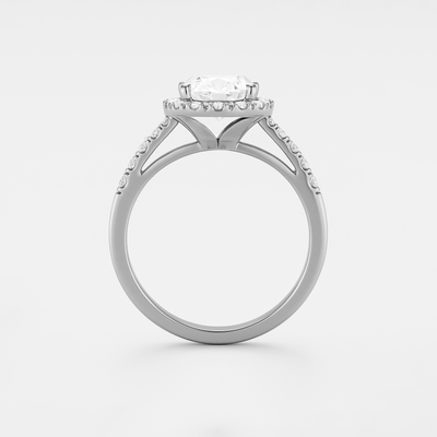 The Rosalie Ring – Oval Diamond Engagement Ring with Halo and Pave Band