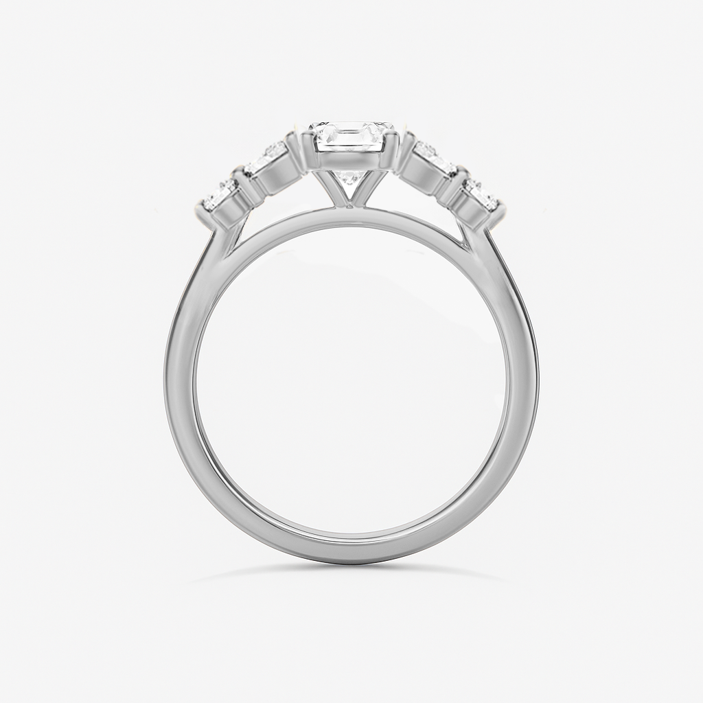 The Valerie Ring - Oval Cut Diamond with Side Stones
