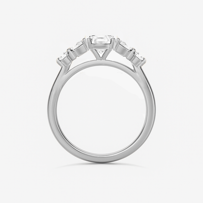 The Valerie Ring - Oval Cut Diamond with Side Stones