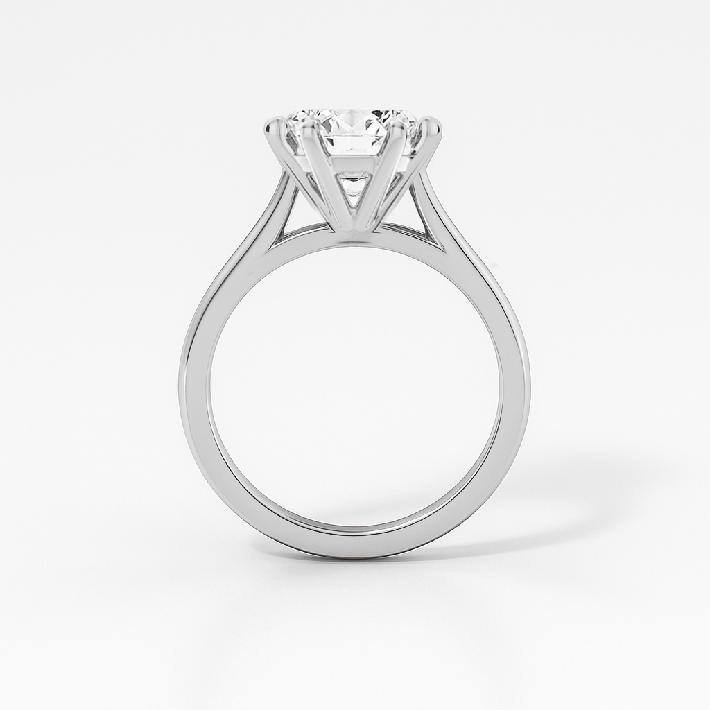The Claudia Ring - 6 Claw Cathedral Round Solitaire - Lab Grown Diamond