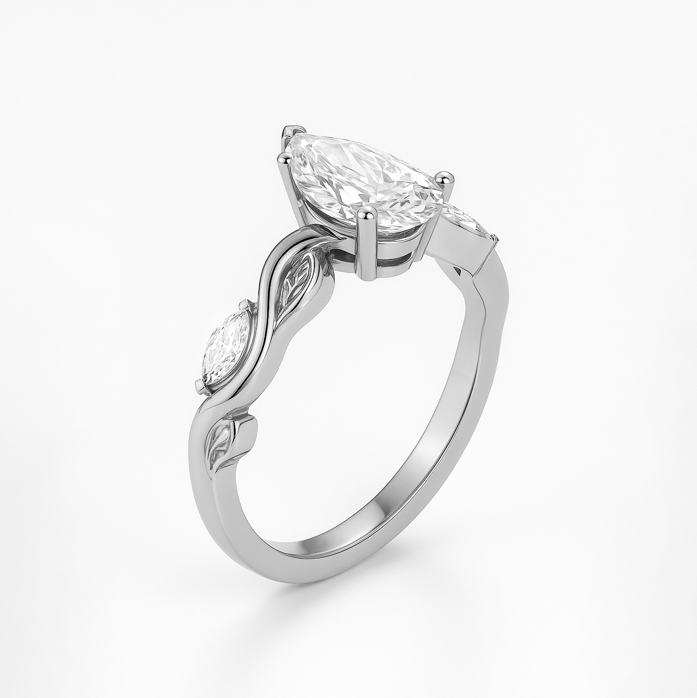 Marquise Accent Diamond Engagement Ring - Palmer