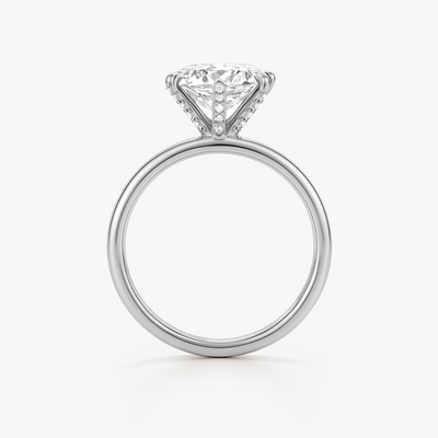 Round Lab Grown Diamond Engagement Ring With Pave Prongs - Ravenna