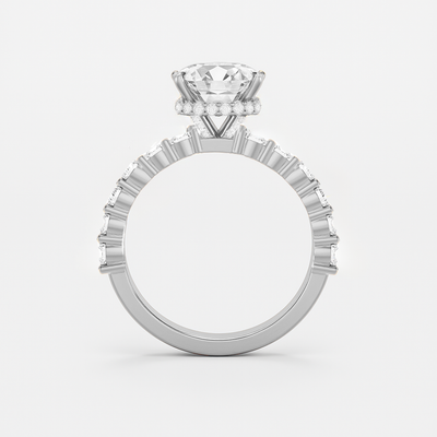 The Josephine Ring - Hidden Halo and Large Pave Band - Lab Grown Diamond