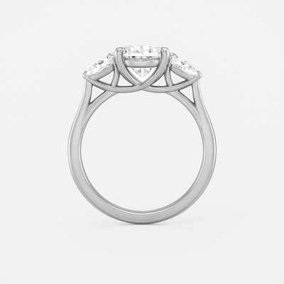 The Alexandra Ring - Lab Grown Diamond Trilogy With Pear Side Stones