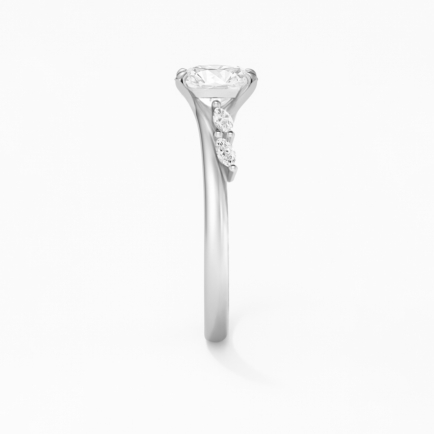 The Melanie Ring - Oval Diamond with Marquise Accents