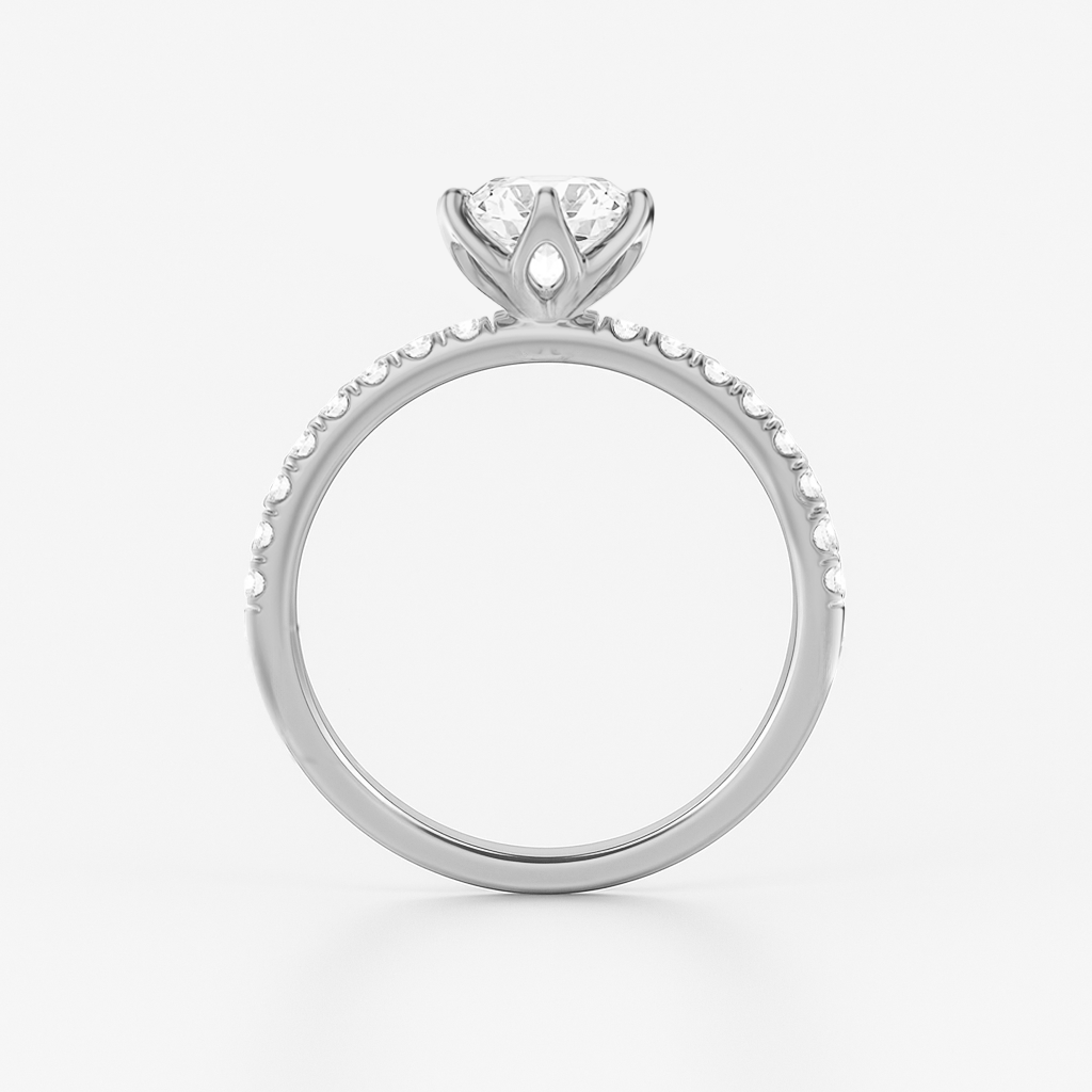 The Chelsea Ring - Tulip Basket and Fine Pave Band