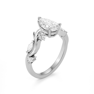 Marquise Accent Diamond Engagement Ring - Rory
