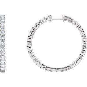 14K Yellow or White, Rose Gold 4CTW Natural Diamond Inside-Outside Hinged 36 mm Hoop Earrings