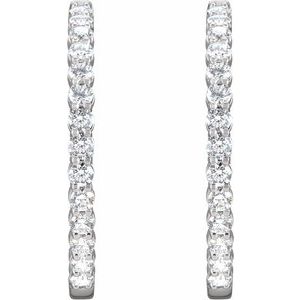 14K Yellow or White, Rose Gold 4CTW Natural Diamond Inside-Outside Hinged 36 mm Hoop Earrings