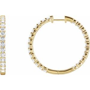 14K Yellow, Rose or White Gold 4CTW Lab-Grown Diamond Inside-Outside Hinged 36 mm Hoop Earrings