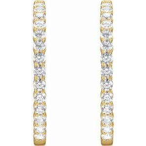 14K Yellow or White, Rose Gold 4CTW Natural Diamond Inside-Outside Hinged 36 mm Hoop Earrings