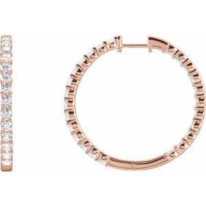 14K Yellow or White, Rose Gold 4CTW Natural Diamond Inside-Outside Hinged 36 mm Hoop Earrings