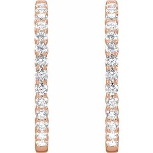 14K Yellow, Rose or White Gold 4CTW Lab-Grown Diamond Inside-Outside Hinged 36 mm Hoop Earrings