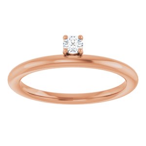 14K Yellow, White or Rose Gold 0.1CT Lab-Grown Diamond Stackable Ring