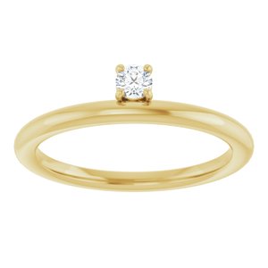 14K Yellow, White or Rose Gold 0.1CT Lab-Grown Diamond Stackable Ring