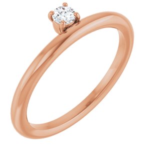 14K Yellow, White or Rose Gold 0.1CT Lab-Grown Diamond Stackable Ring